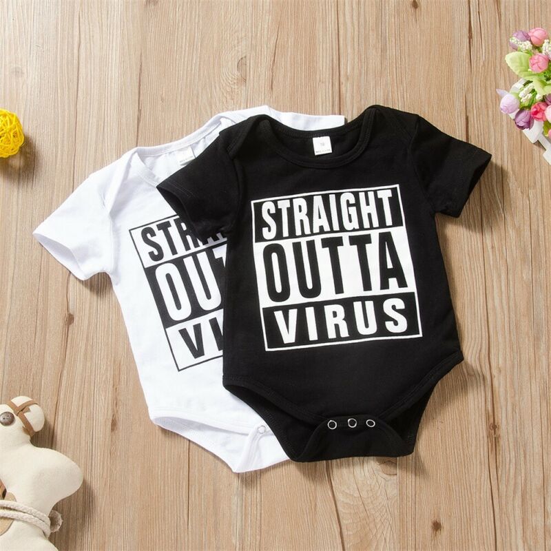 Baby Summer Clothing Newborn Infant Kids Baby Boy Girl Short Sleeve Bodysuit Jumpsuit Letter Clothes Outfit 0-18M