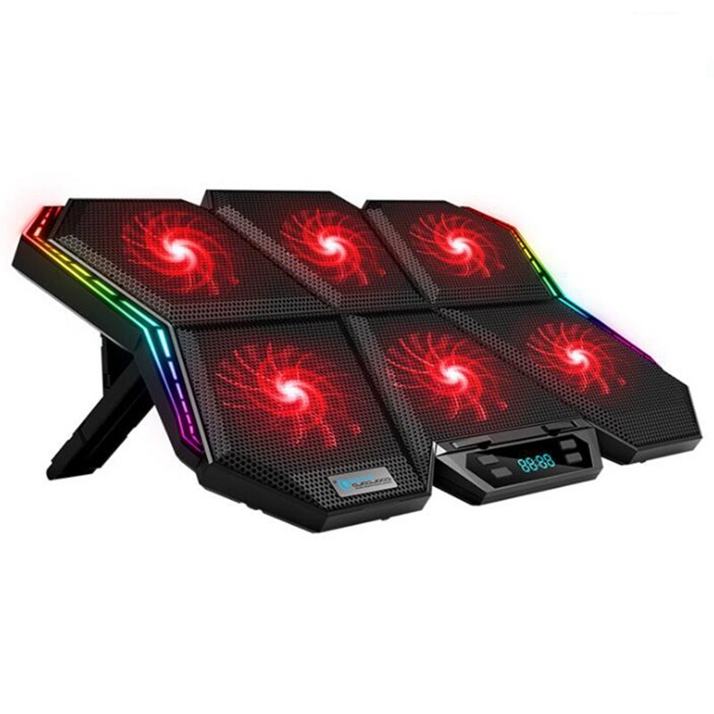 Coolcold gaming-laptop-kühler, verstellbares rgb-laptop-kühlpad mit sechs lüftern (2600 u/min), notebook-ständer für 17 -zoll-laptops: Default Title