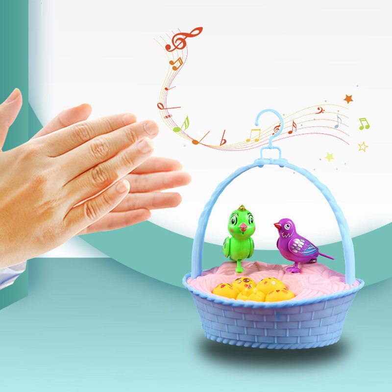 Sterowanie głosem dla dzieci imitacja ptaka rodzina w koszyku zabawki dla dzieci z dźwiękiem światło śpiewający ptak gniazdo dom zagraj w zabawki robić gier