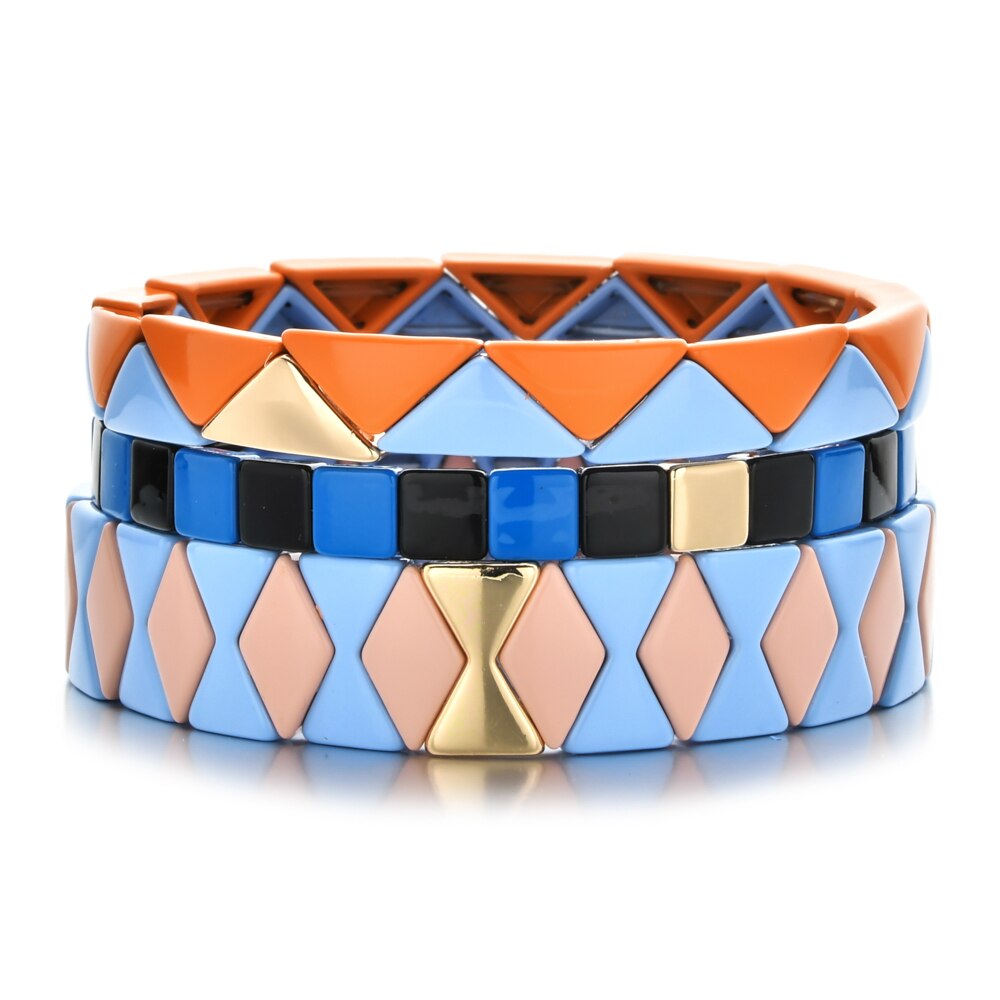DIY Beads Enamel Tile Bracelet Pulseras Mujer Moda 2022 Bracelets Jewelry Women Bileklik Boho Rainbow Armband