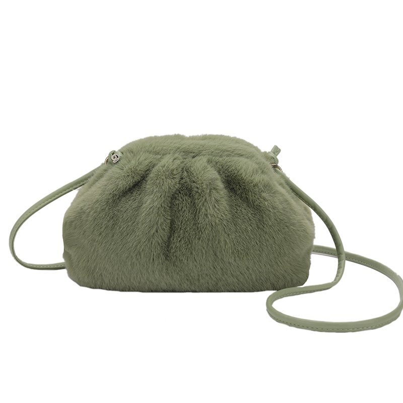 Damestas pluis kreuk wolkentas winter herfst pure kleur dames slingbag