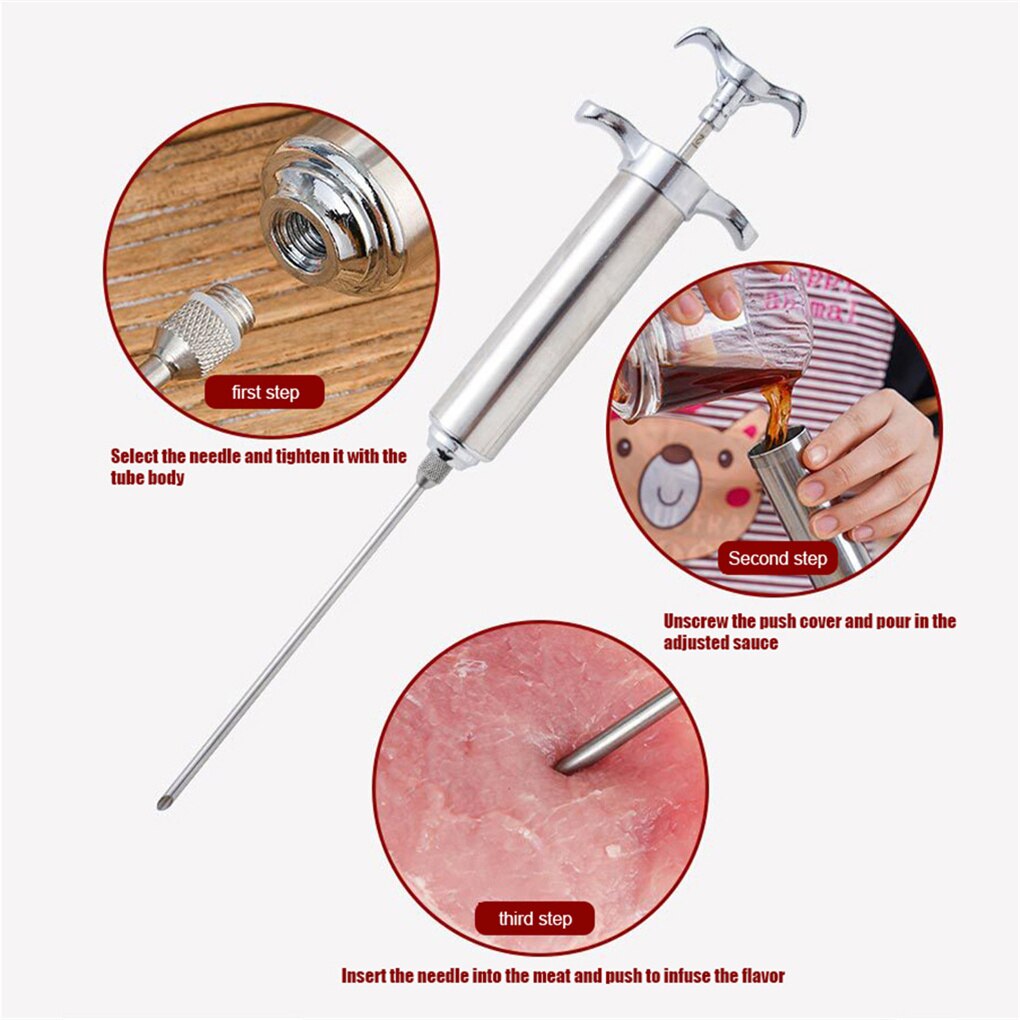 Stainless Steel Chicken Stuffing Tool Meat Gadgets, Poultry Flavoring Kit Kitchen Cooking Supplies