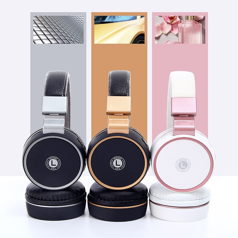 Gold colors Bluetooth Headphones Wireless Stereo Headsets earbuds with Mic TF Card for Girls Xiaomi Huawei
