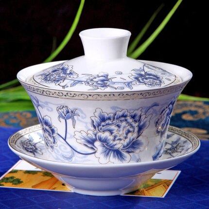 Houmaid drink blau und weiß keramik teetasse und untertasse set porzellan auf-glasierte tee tasse mit abdeckung von Jingdezhen china