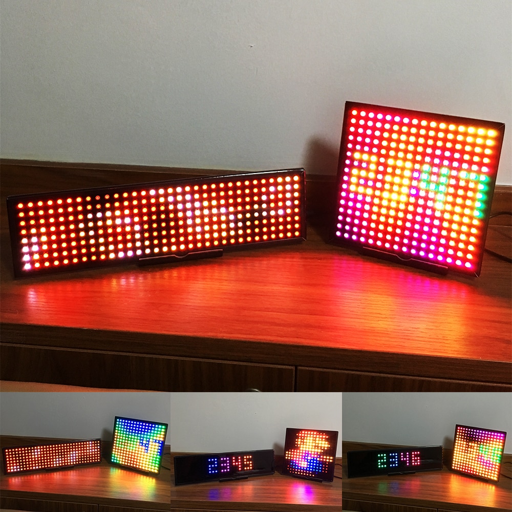 Electronic Clock GyverLamp Full Kit Button Smartphone WiFi Control 16x16 8x32 Matrix WS2812B 5V Flexible LED Panel Pixel Screen
