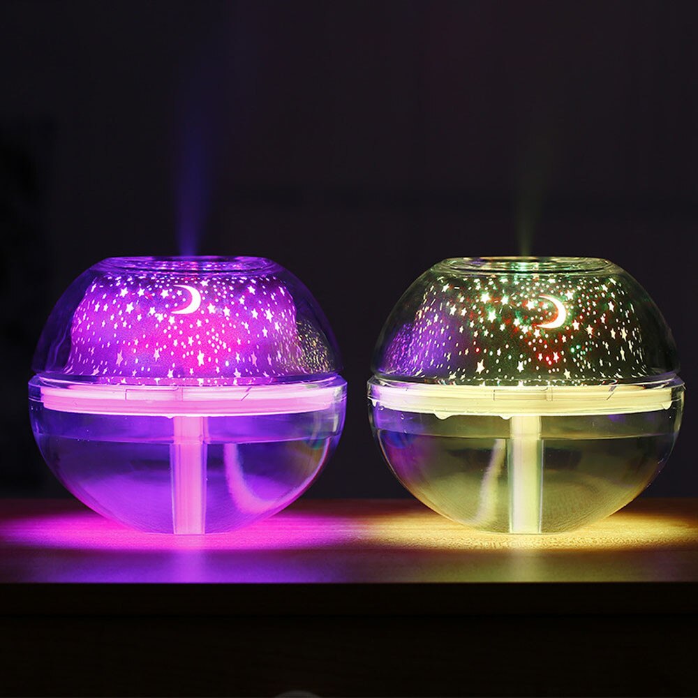 Electric Humidifier Essential Aroma Oil Diffuser USB Colorful LED Projector Light Humidifier Crystal Projection Lamp Night Lamp