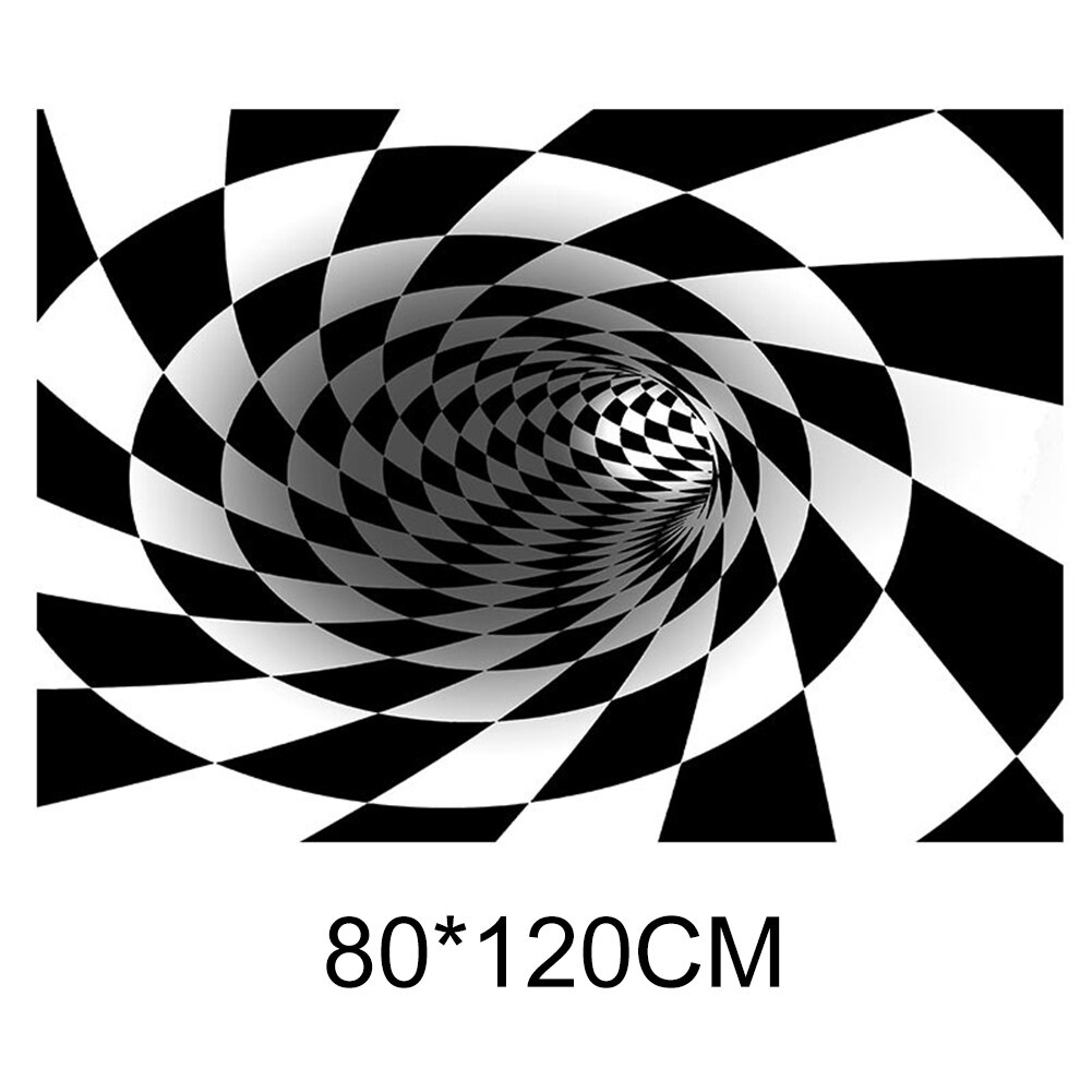 Nyligt vortex illusion tæppe 3d fælde effekt udskrivning tæppe soveværelse stue studieværelse gulvmåtte  te889: 80 x 120cm firkant