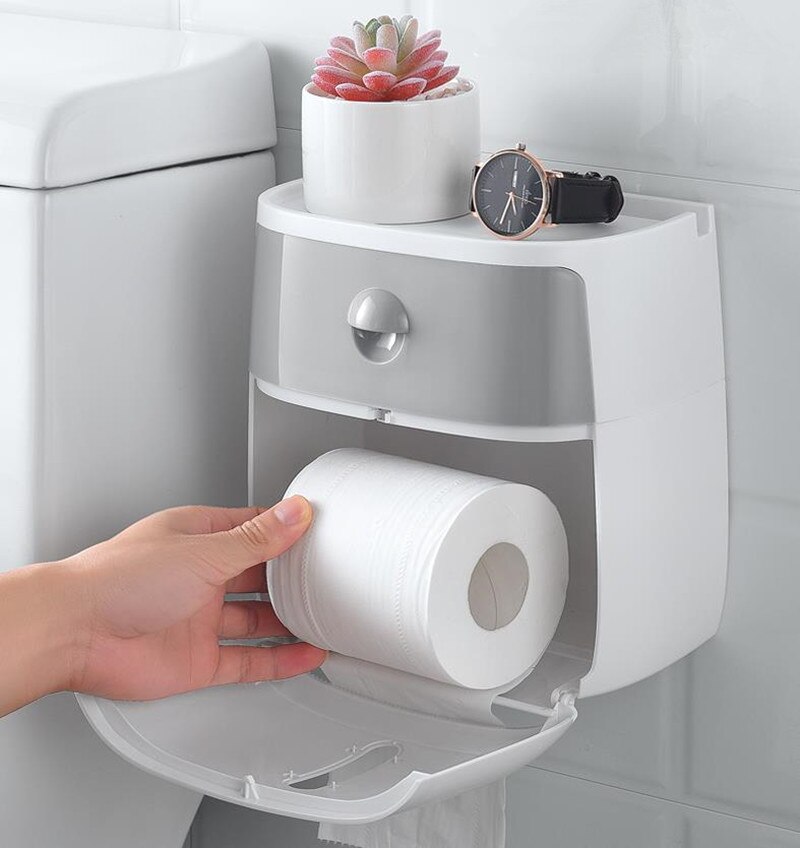Vandtæt vægmontering toiletpapirholder håndklæde til badeværelse tissuepapir kassehylde toilet toiletpapir vægmonteret
