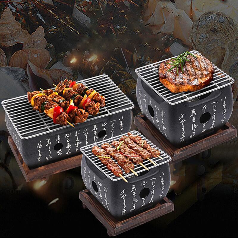 Portátil japonês churrasqueira a carvão grelhador grelhadores de liga de alumínio ao ar livre indoor churrasco grill pan churrasqueira fogão