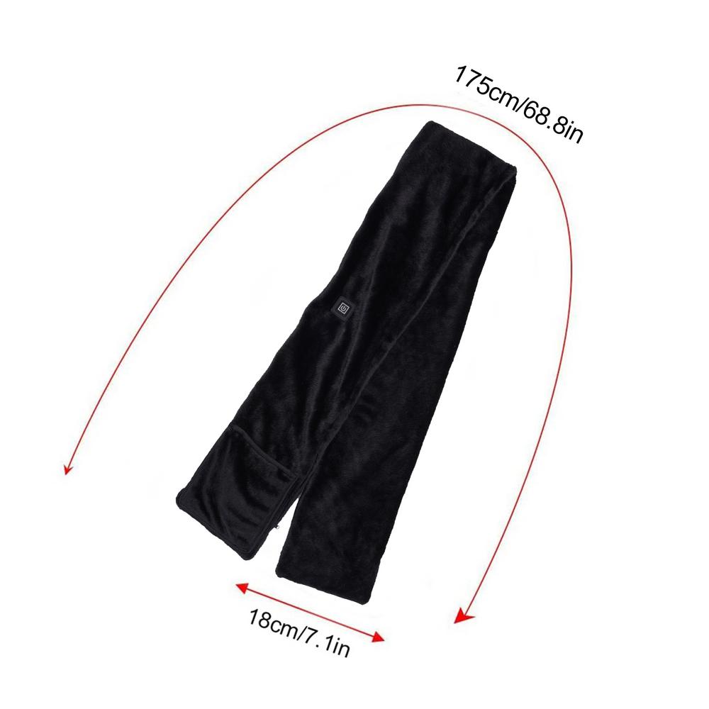 Sciarpa riscaldante con dovuto tasche laterali Sciarpa riscaldata elettrica USB Scaldacollo morbido con controllo della temperatura a tre marce per donna uomo: nero