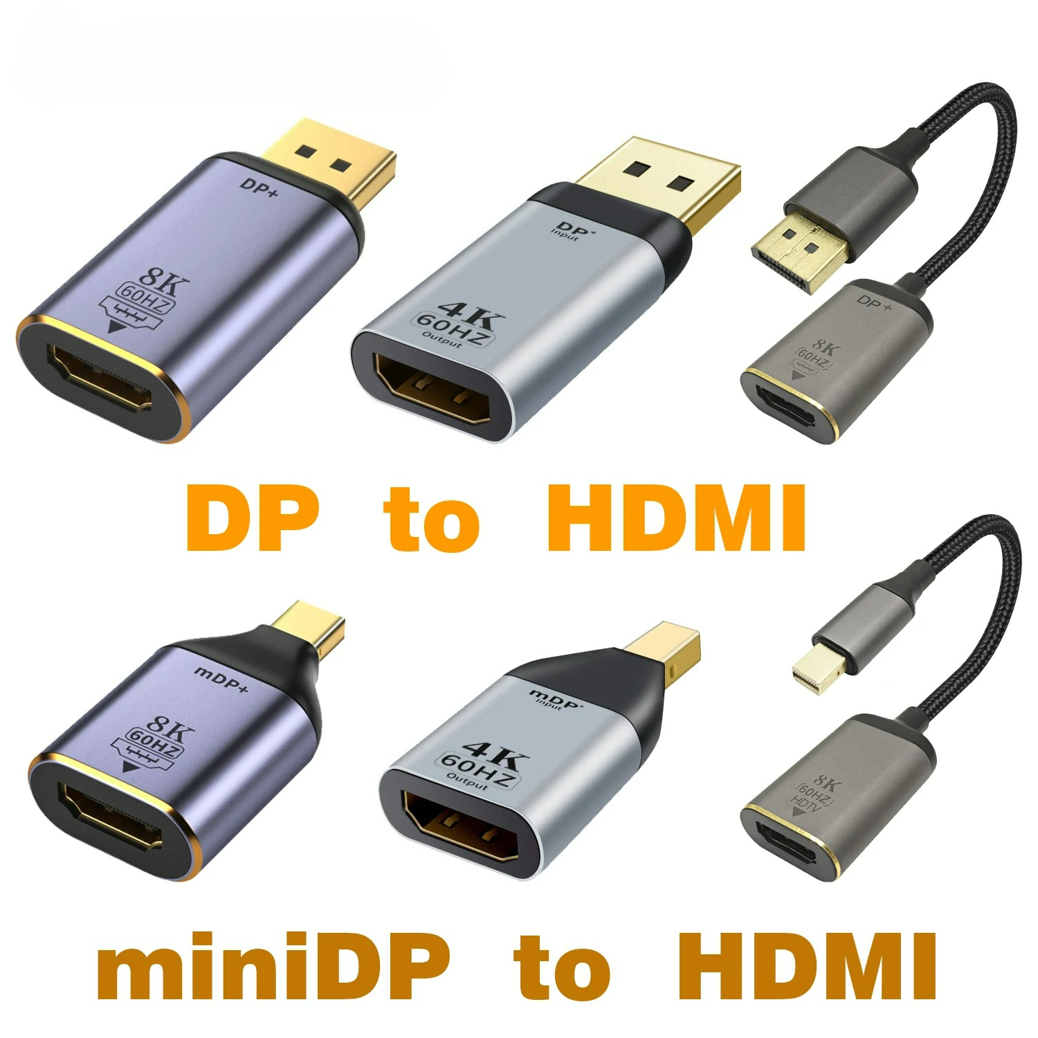 DP1.4 zu HDMI2.1 Kabel Mini DP 1.2 zu HDMI 2.0 Video Adapter 4K@60Hz 8K@60Hz DisplayPort Adapter für PC Laptop Projektor Monitor