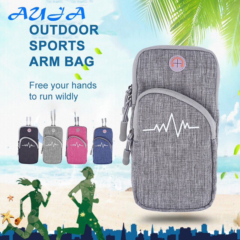 AUJA Running Phone Arm Bag attrezzature per il Fitness borsa a mano per esterni borsa da polso borsa da braccio sport per telefono cellulare con schermo da 4-6 pollici