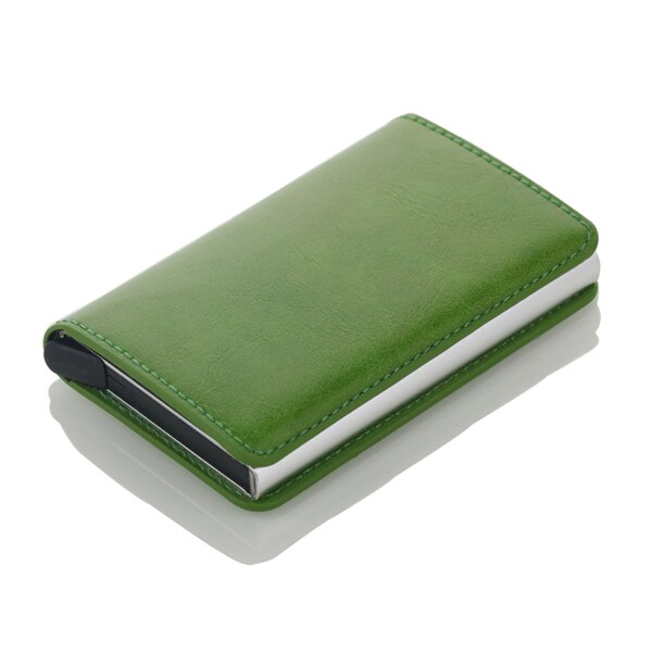 Automatic RFID Card Holder Men Credit Card Holders Business ID Card Case Aluminium Bank Card Wallets: Green