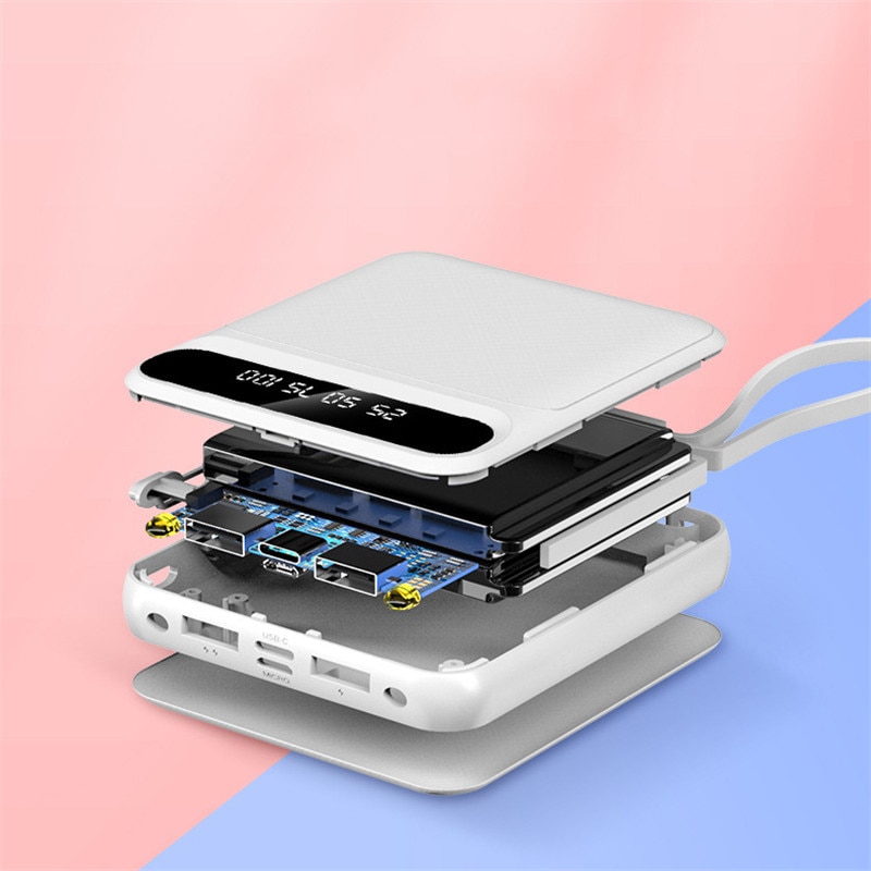 30000mAh Power Bank LCD Digital Display Phone Fast Charger LED Lighting Portable Outdoor Travel Powerbank for All Smartphones