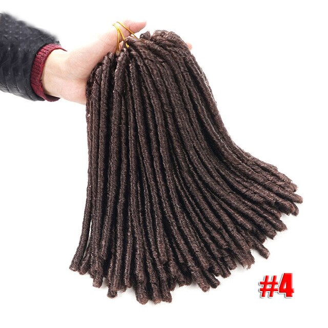 Soft Dread Locks Crochet Braids 14 inch Straight Hair Extensions 30rootsFaux Locks Crochet Braids Black Synthetic Braiding Hair: 4