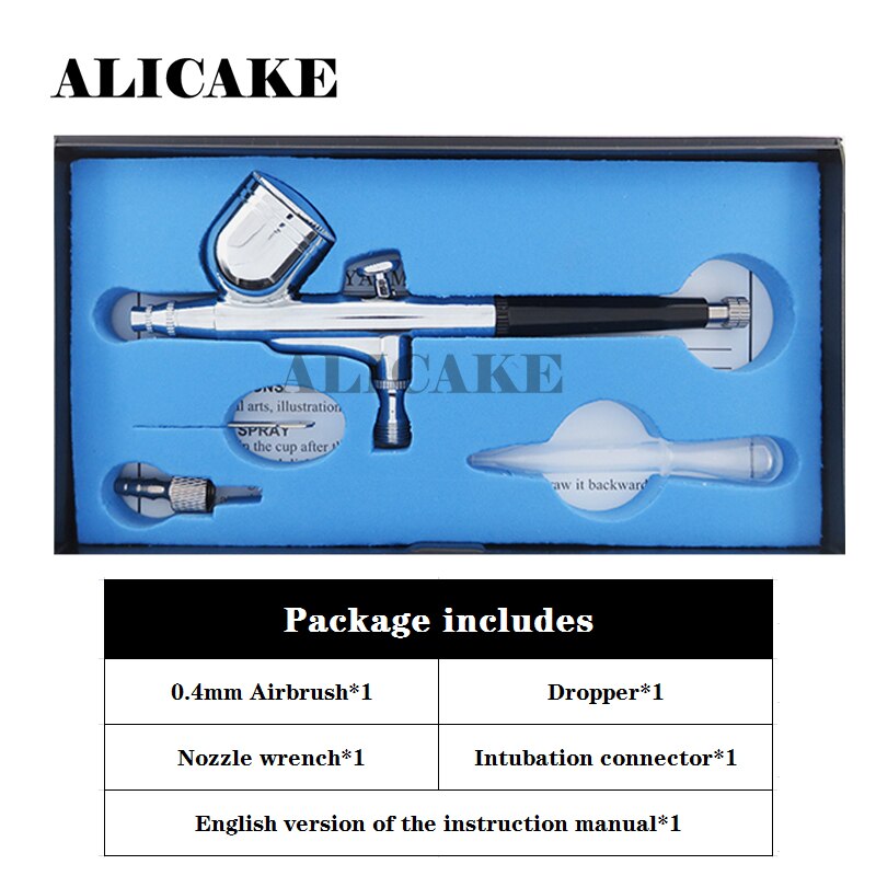 Mousse Chocolade Taart Airbrush Multifunctionele Dual-Action Gravity Feed Airbrush Set 0.3Mm/0.5Mm Tip. Fluid Cup-Gebruiksvriendelijk,: 0.4mm Airbrush
