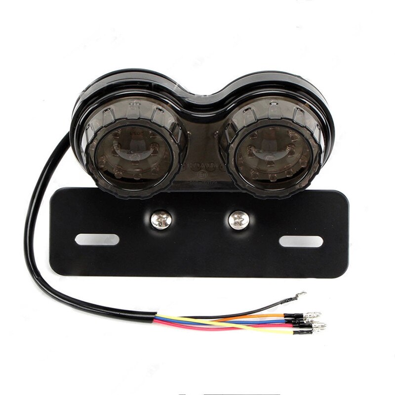 Universal twin dual motorcykel baglygte baglygte led motorcykel baglygte blinklys bremse nummerpladeholder lys: Røget skaller
