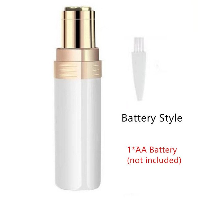 Draagbare Vrouwen USB Oplaadbare Elektrische Epilator Pijnloze Ontharing Voor Body Depilator Lipstick-shape Nek Been Scheren Tool: White
