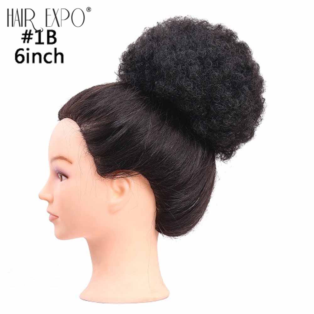 Moño sintético elástico Afro rizado para mujer, coleta con cubierta de peines de plástico, fibra de alta temperatura, pelo Updo, Ciudad de la exposición, 6"
