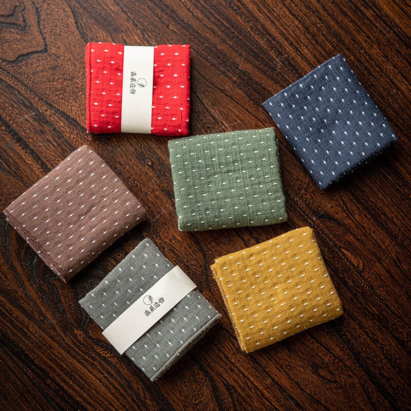Chinese Red Cotton Dishcloth Table Napkins Green Tea Ceremony Dot Serving Yellow Tea Towel Accessories Brown Napkin For Plate