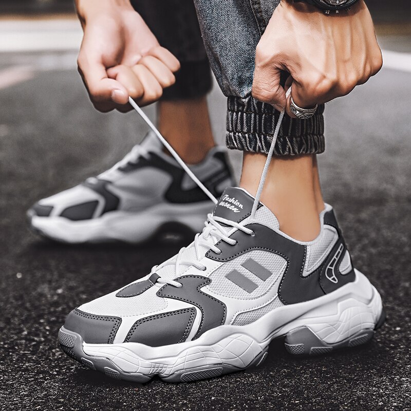 Explosion Men Sneakers Flats Platform Lace-Up Casual Breathable Male Trainers Outdoor Jogging Shoes Zapatillas Hombre
