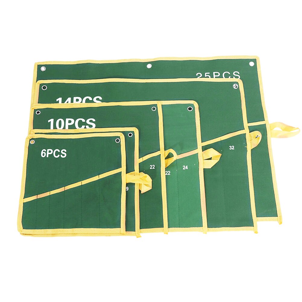 6/8/10/12/14/25 Pockets Double Opening Offset Ring Spanner Kit Case Tool Bag Spanner Wrench Roll Up Storage Organizer Bag Pouch