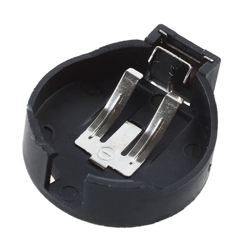 PCB Hole Plugging Type CR/LIR2450 Button Cell Battery Holder 5 Pcs Black