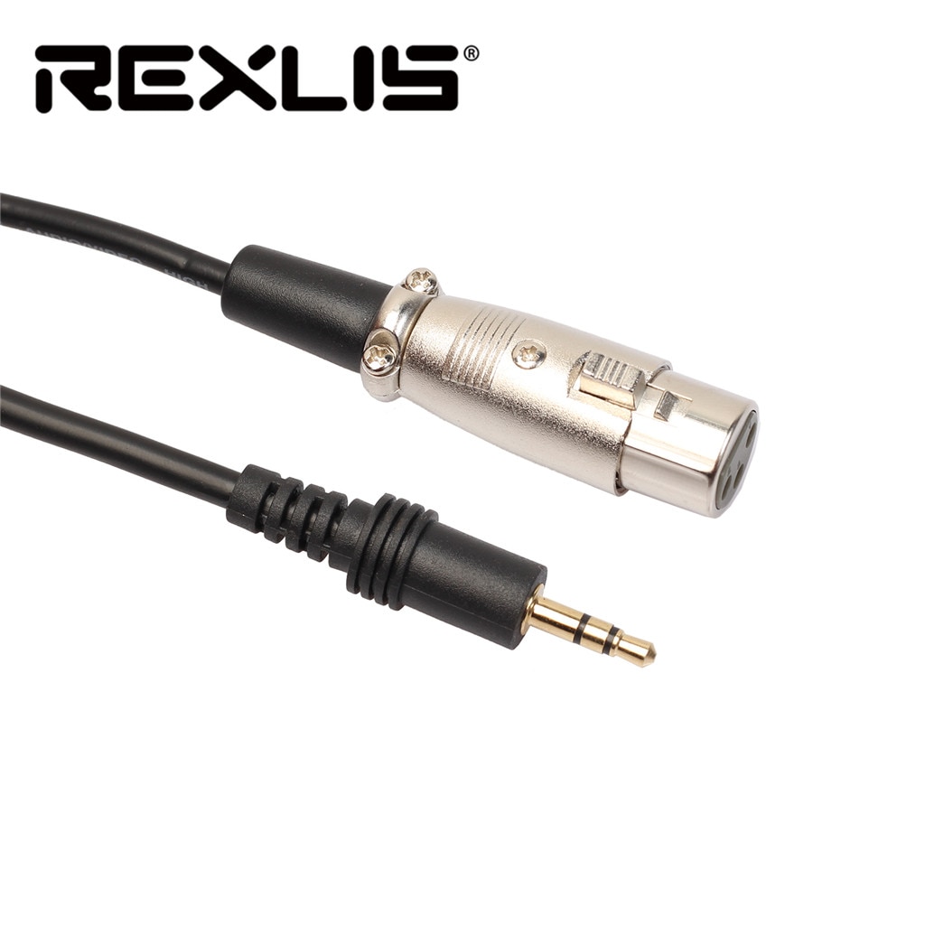 REXLIS XLR 3 Pin Female naar Haakse 1/8 XLR3F om haakse 3.5mm TRS voor DV camera/microfoon mic