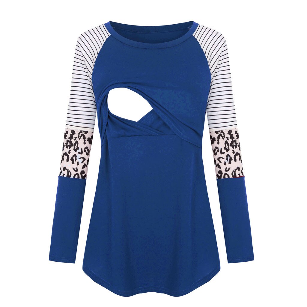 Frauen Mutterschaft Lange Ärmel Pflege Patchwork Farbe Spitzen Stillen Bluse pijama lactancia invierno baumwolle mutterschaft kleidung