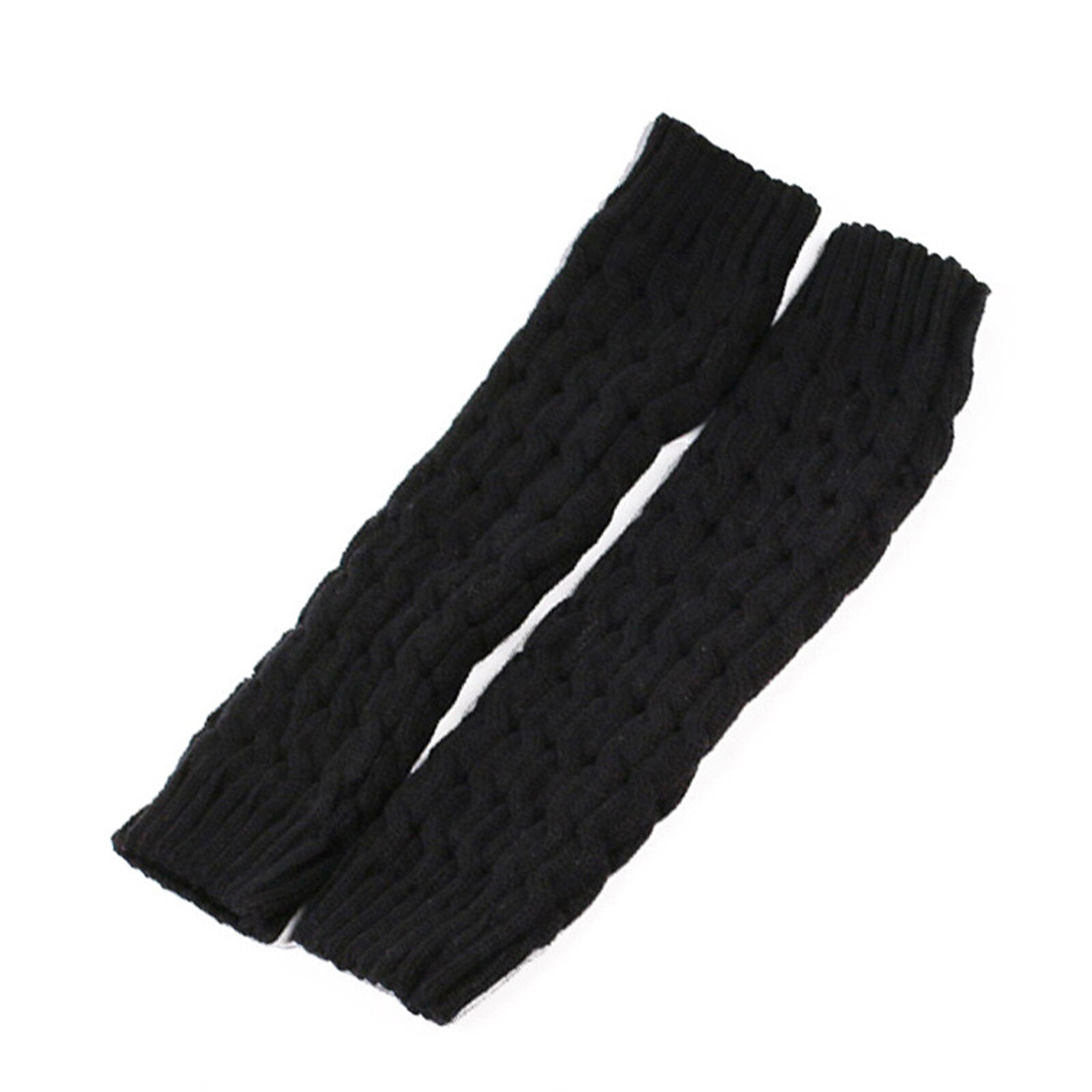 Frauen Gestrickte Häkeln Winter Warme Beinlinge Lange Socken Slouch Leggings Damen Solide Stricken Knie Bein Lange Socken NOV99: Black