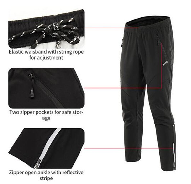 Arsuxeo winddichte warme thermische outdoor sport mountainbike heren fietsbroek lange reflecterende fietsbroek