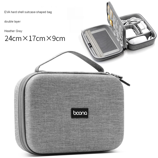 S/L Size Double Layer Reizen Digitale Kabel Opbergtas Mobiele Power Organizer Bag Elektronica Accessoires Bag Case Voor oortelefoon: S size grey