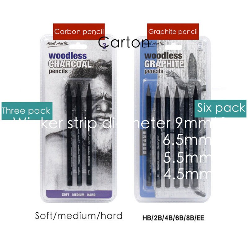 3/6 set of black carbon pen for sketching, carbon drawing pencil, sketching highlight pen for art students