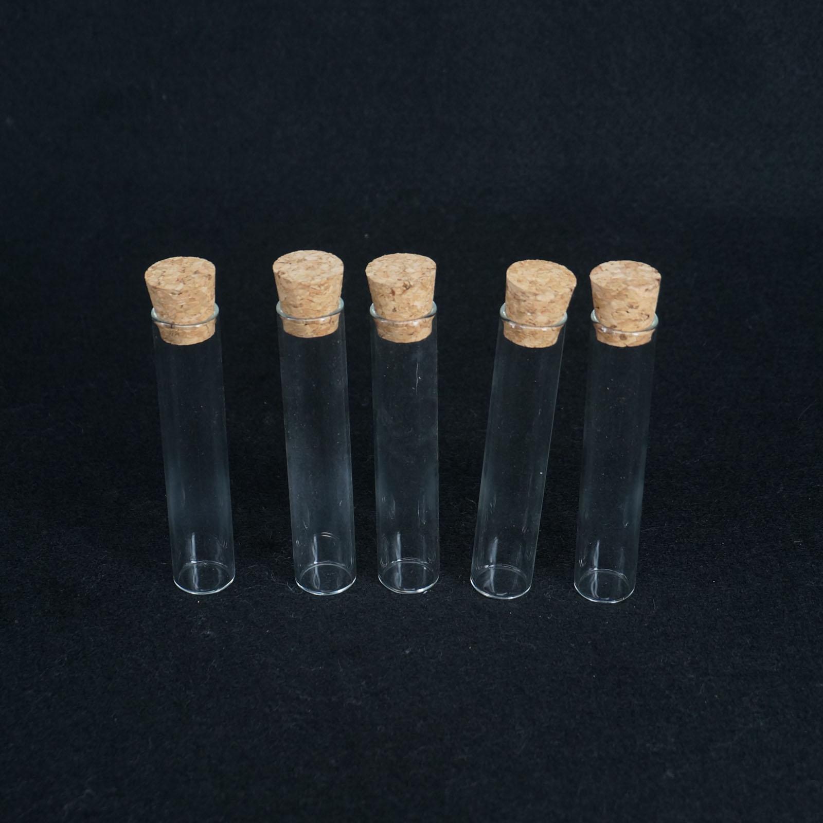 5Pcs 20X100 Mm Lab Glas Reageerbuis Platte Bodem Met Hout Stopper Thermostabiliteit