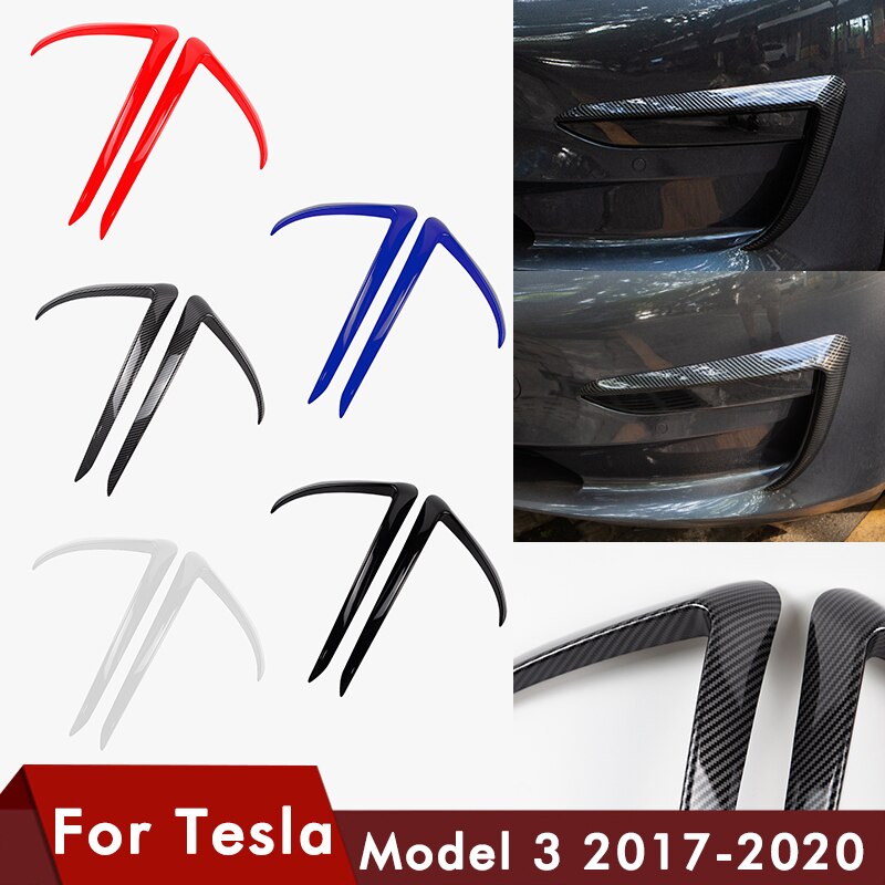 Heenvn framklinga för tesla modell 3 tillbehör abs kolfiber svart vit biltillbehör modell 3 modell tre