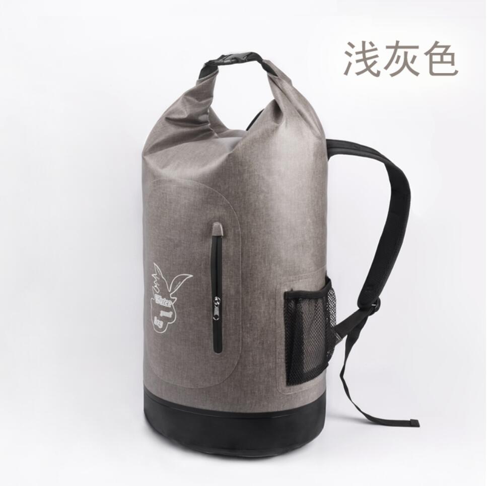 Large Waterproof Bag Backpack Large Swimming Rafting Storage Dry Bag With Adjustable Strap Hook Drifting Diving Dry: Light Grey