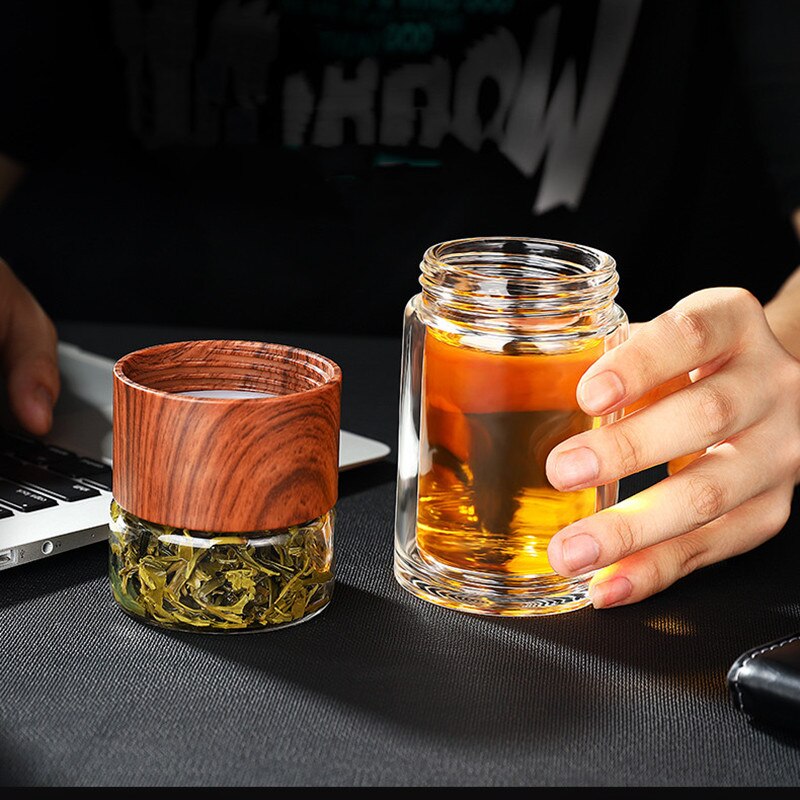 Dobbelt Glas Vandflaske med Etui Te Drik Flaske Infuser Tumbler Drinkware Vandflaske Miljøvenlig