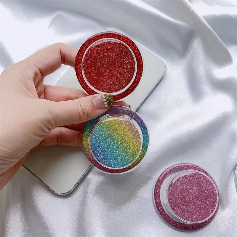 Glitter Magnetic Folding Mobile Phone Grip Holder Socket Pocket Support for Magsafe IPhone Macsafe Ring Finger Expanding Stand