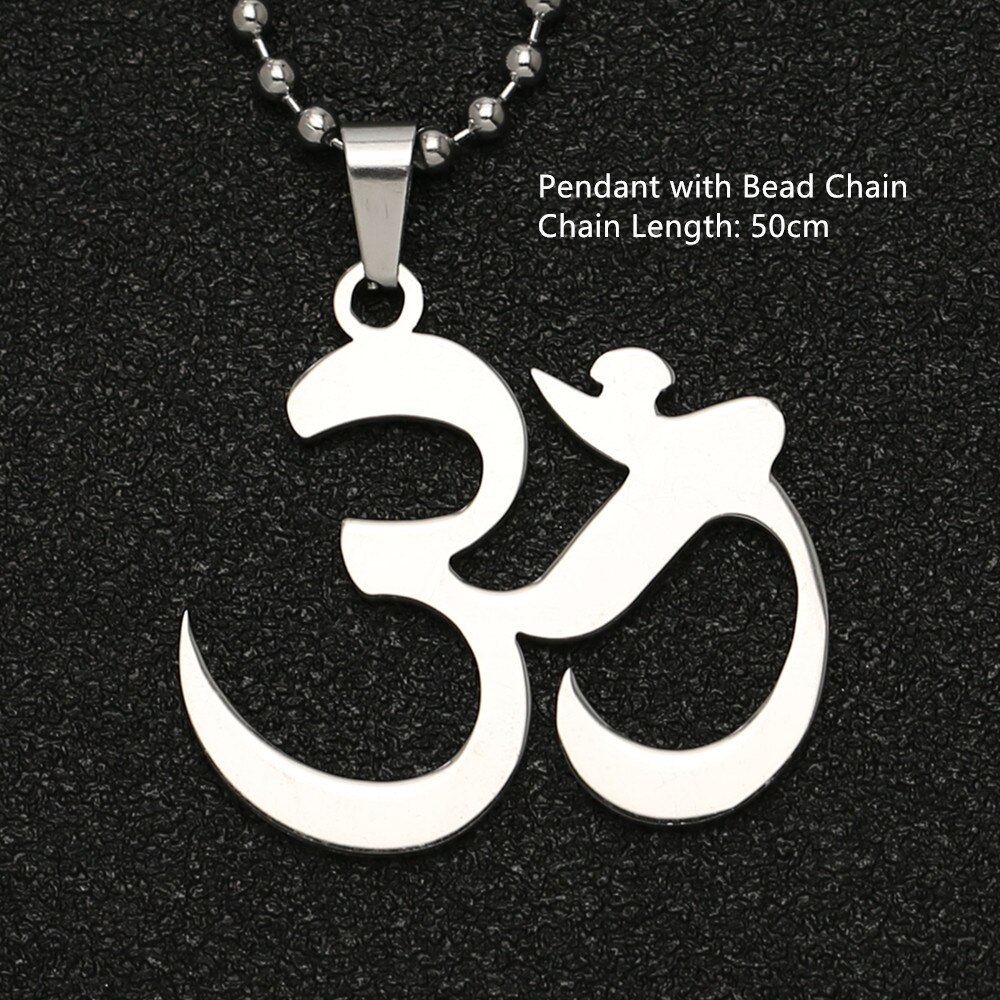 Collar OM AUM Mantra sánscrito, amuleto budista símbolo de religión hindú, colgante de Yoga, joyería de acero inoxidable para hombres y mujeres,: Bead Chain