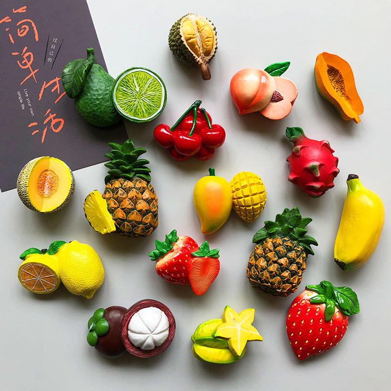 3D fresh fruit refrigerator magnetic stickers magnetic food room decoration Pineapple lemon cherry fridge magnets
