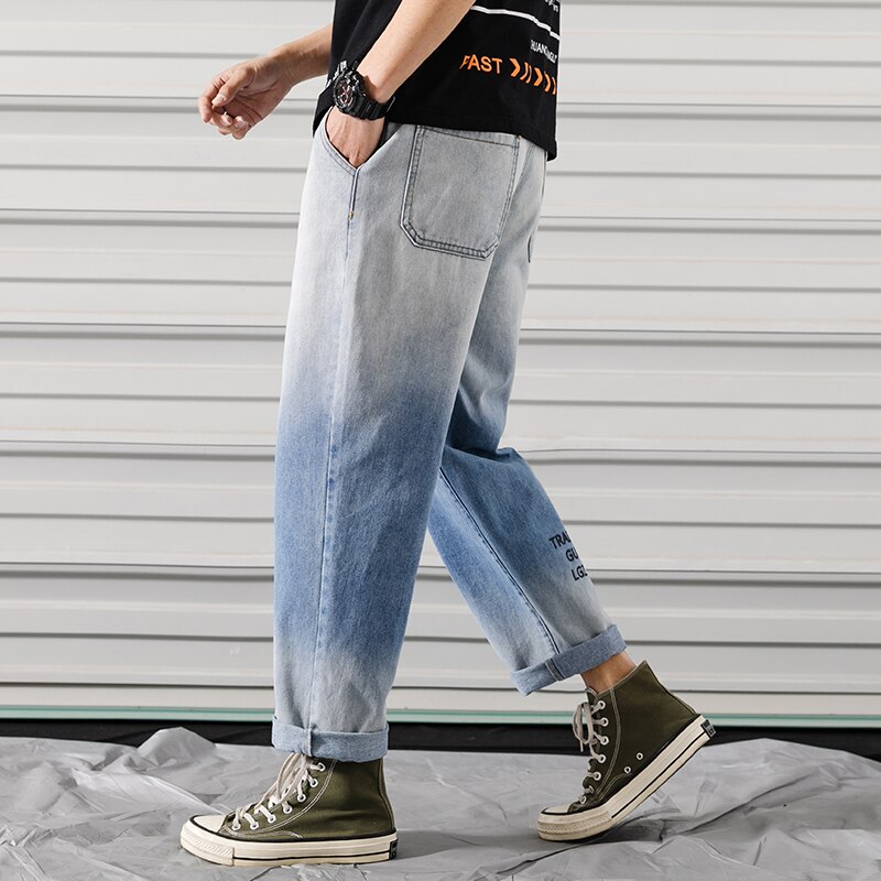 Pantalones vaqueros de talla grande estilo japonés para hombre, pantalones punk estilo callejero azul, pantalones vaqueros de hip hop, monos auténticos de para hombres