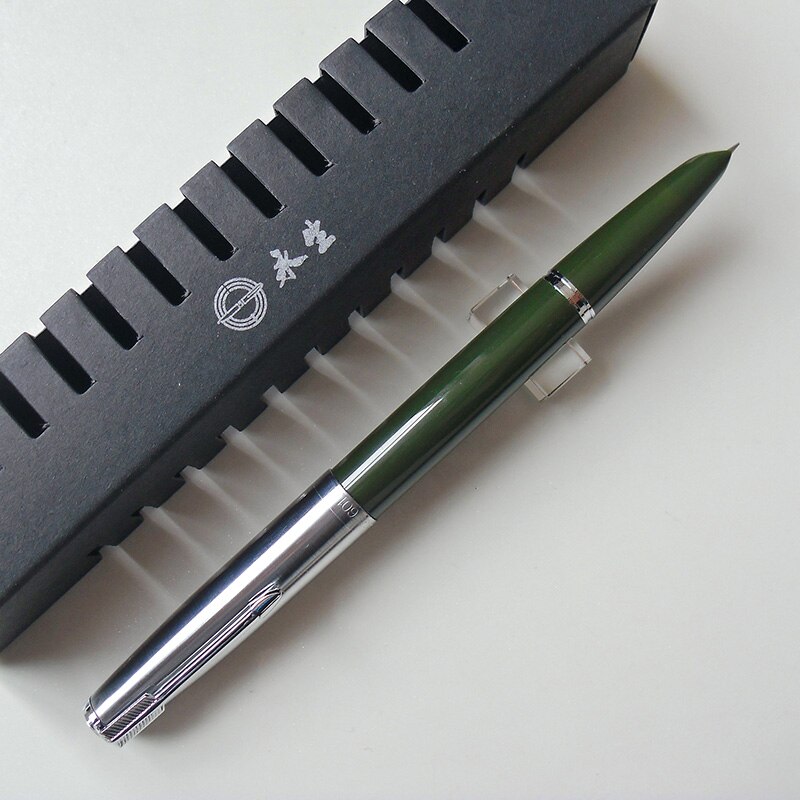 Yong Sheng 601 0.5mm Fine Nib Vacumatic Fountain Pen Metal+ABS Body Silver Cap: green