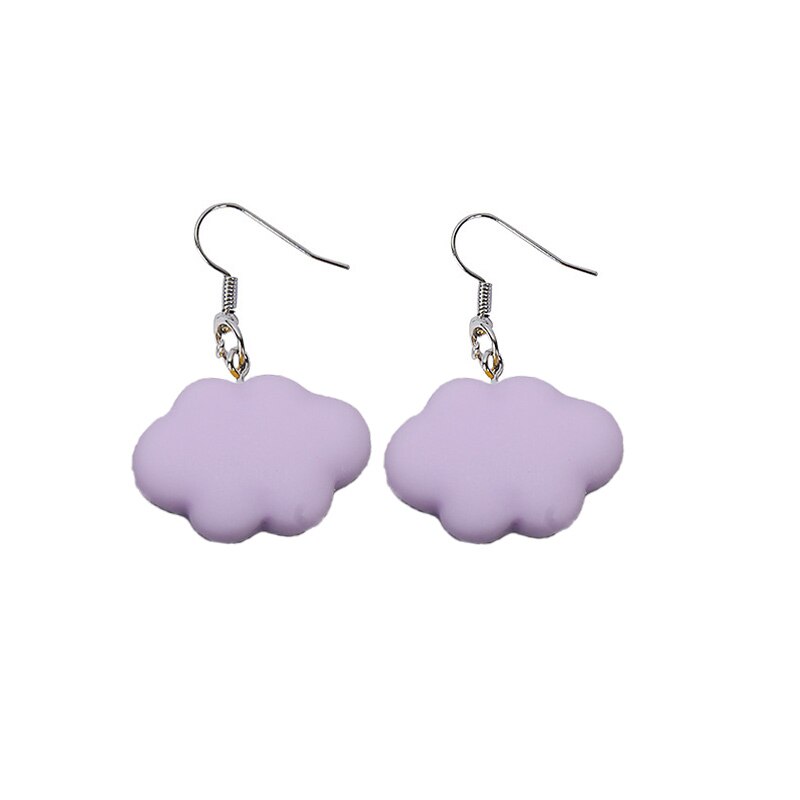 Pendientes colgantes de nube blanca para mujer y niña, aretes de gota de nube rosa/azul/verde/púrpura/naranja, joyería de de Ciencia: Purple