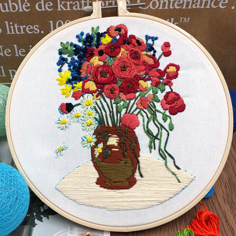 Van Gogh Schilderij Zonnebloem Handwerken Borduurpakketten Voor Beginner Met Borduurwerk Hoepel Diy Kruissteek Ambachtelijke Handwerk Decor