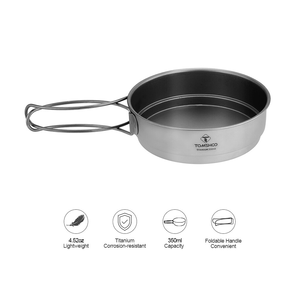 Tomshoo 350Ml Titanium Pan Non Stick Voor Camping En Wandelen Titanium Pan Gebruiksvoorwerpen Wandelen Picknick Koken Picknick Goederen