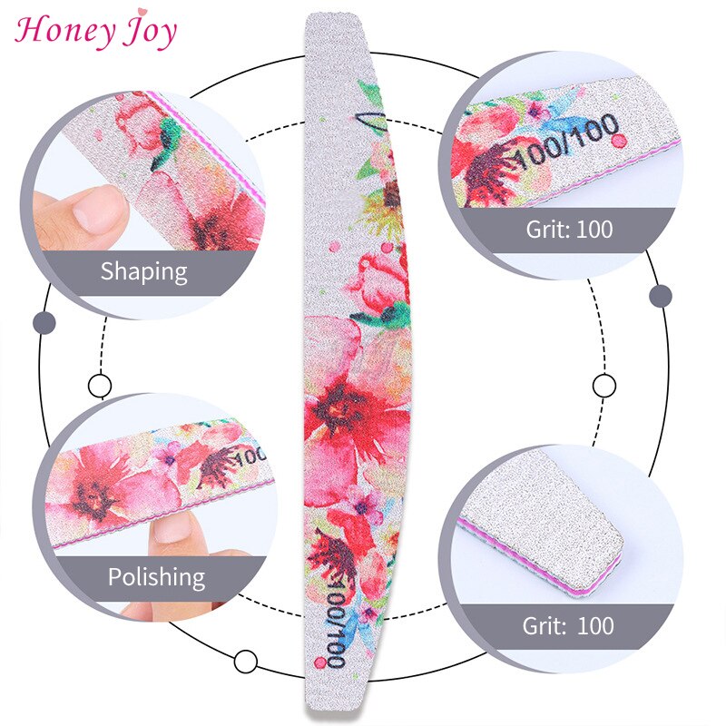 Grit #80/#100/#180 Curve Dubbele Side Nagelvijlen Nagelvijl Buffer Schuurblok Polish wasbare Bestand Manicure Gereedschap