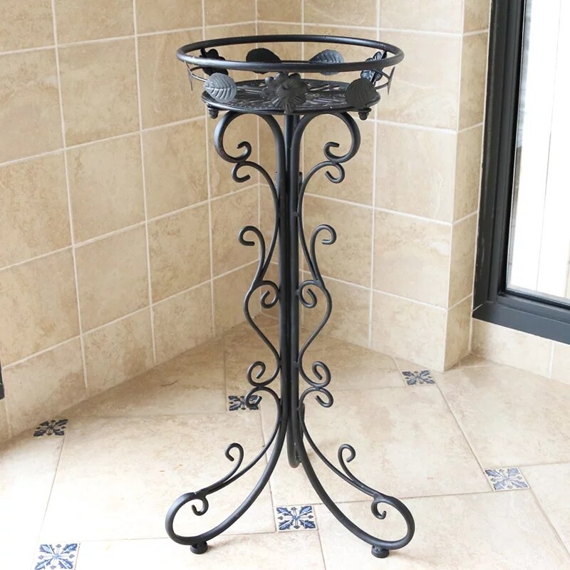 Iron flower stand flowerpot rack floor type Europe... – Grandado