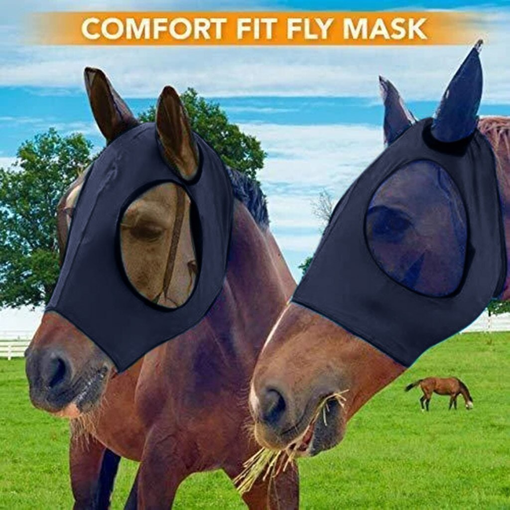 Equipment For Horse Anti-Fly Mesh Equine Mask Comfort Fit Fly cap Protects Eyes and Ears