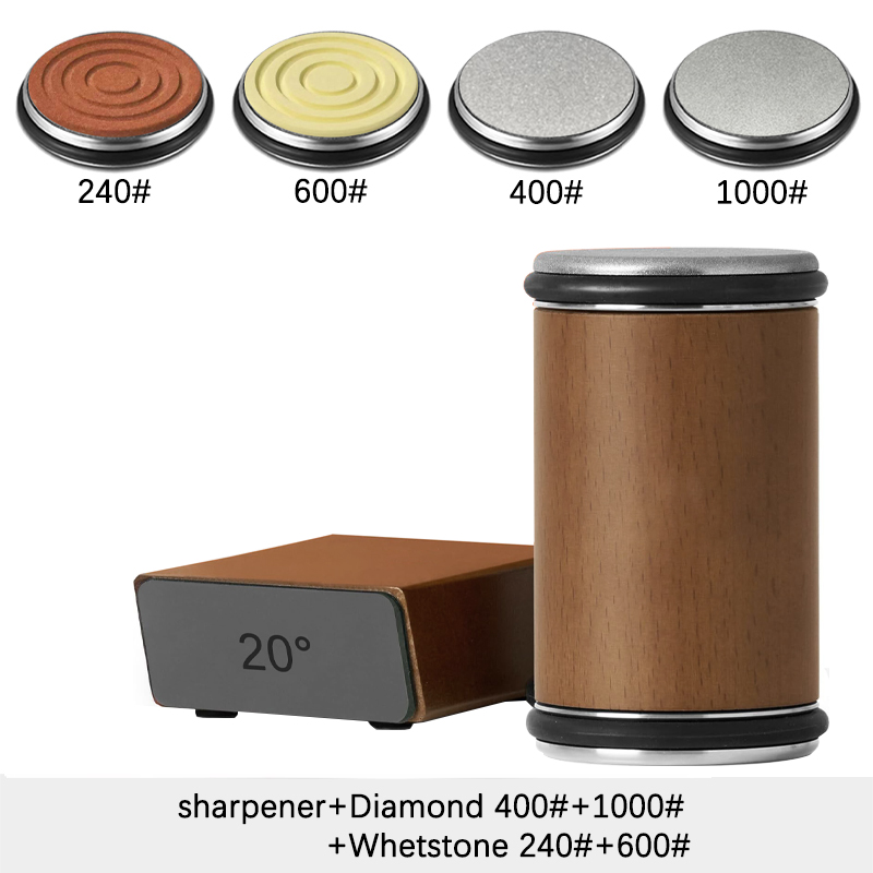Rolling Knife Sharpener Magnetic Knife Holder Diamond Sharpening Stone Kit with 15 and 20 Degrees Angle Roller Kitchen Accessory: Dark Grey