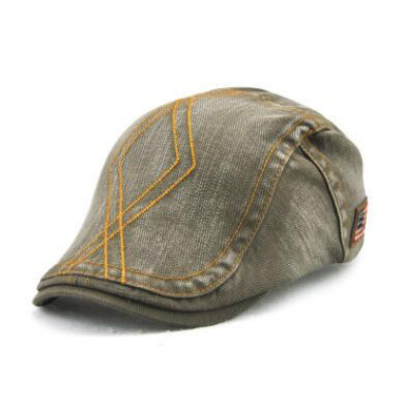 Boina Lisa para hombre, sombrero de estilo newsboy, gorra plana de mezclilla, Gorra lisa vintage con visera para hombre, casquete de otoño, triangulación de: Verde militar